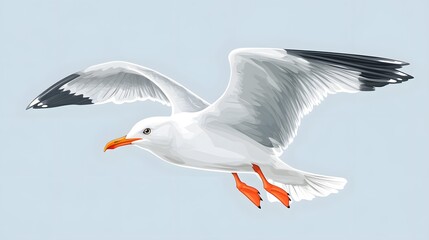 Fototapeta premium Whimsical Cartoon Seagull Gracefully Soars - Fun and Playful Bird Illustration for Creative Projects