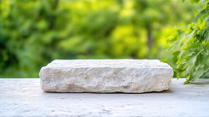 Natural stone slab platform outdoors