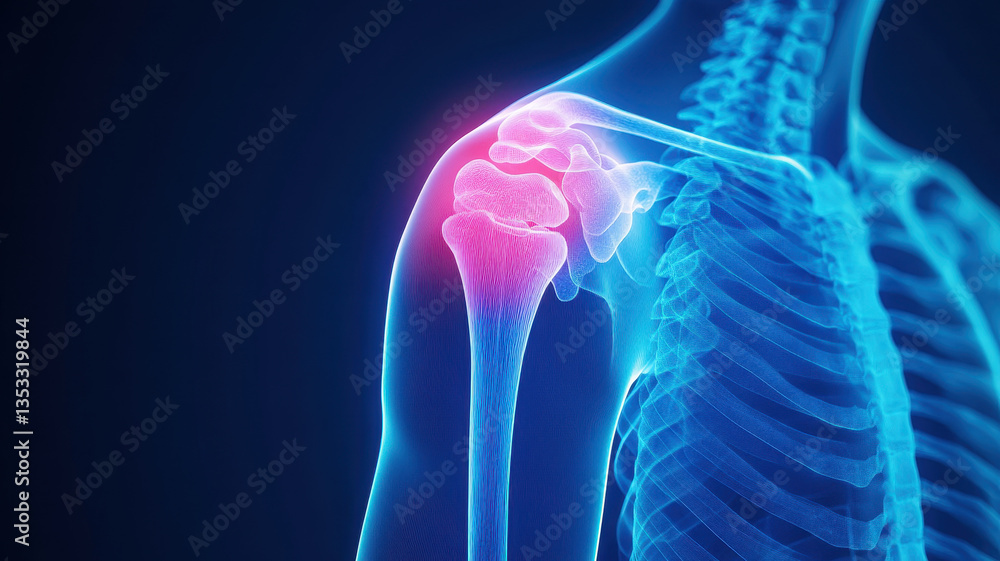 Aufkleber x ray of shoulder joint highlighting exercise motion, showcasing intricate details of skeletal struc