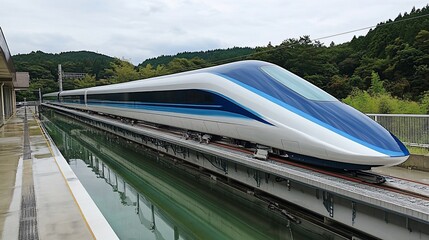 State-of-the-art Japanese Maglev train on display at a train museum