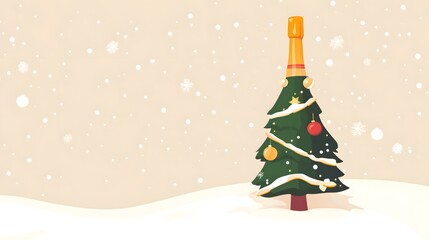 Obraz premium Elegant Champagne Bottle Christmas Tree Concept for New Year Celebration