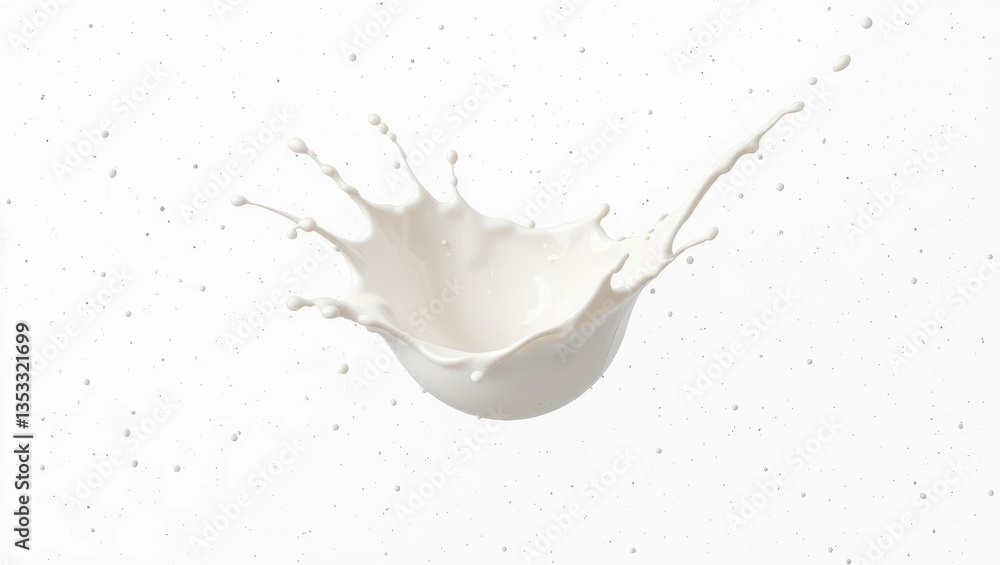 Poster dynamic splash of white liquid against a clean background capturing fluid motion and texture