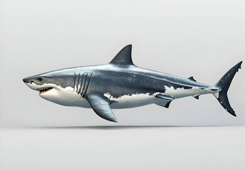 Obraz premium Realistic Side View of a Great White Shark in Solid Gray Color