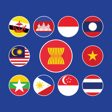 ASEAN country flag vector in circle shape