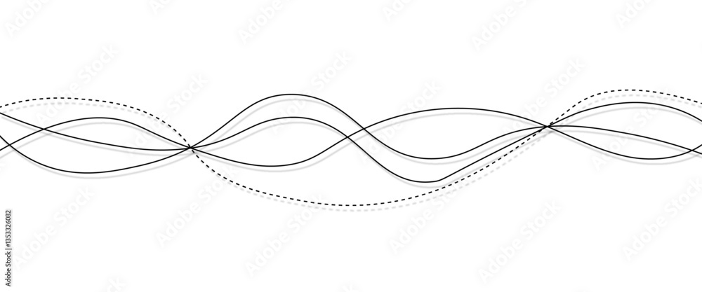 Fototapete vector curve wave seamless pattern background. abstract thin gray and white wavy lines background.
