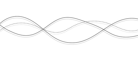 Vector curve wave seamless pattern background. Abstract thin gray and white wavy lines background.