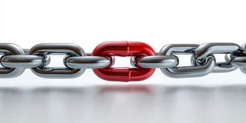 Obraz premium Red Link in Metal Chain Icon Concept for Business Connection and Teamwork