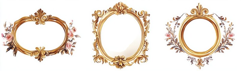 Ornate Gold Picture Frames with Floral Accents