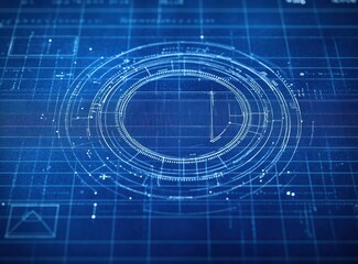 Obraz premium 2025 Blueprint Design Technical Drawing Geometric Illustration Engineering Document