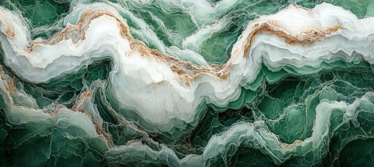 Obraz premium Hyperrealistic Green White Marble Texture Background with Abstract Patterns and Organic Flow
