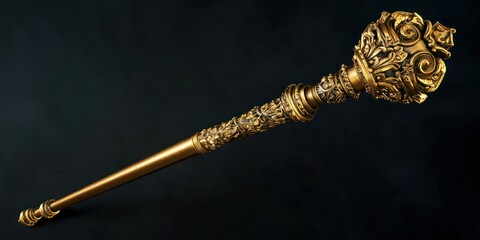 An elegant golden scepter with exquisite detailing