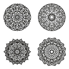 set bundle Black and white mandala vector element