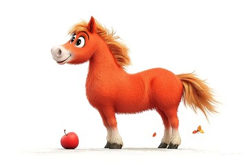Happy Pony for Apple Treat, White Background.