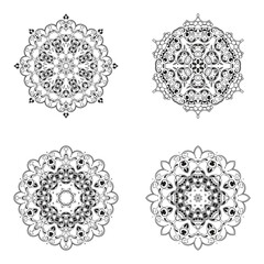 set bundle Black and white mandala vector element