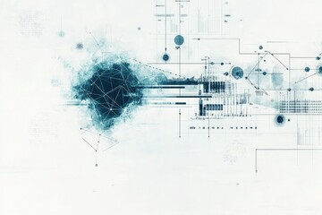 Obraz premium Abstract blueprint, intricate lines, graphs, and geometric shapes floating on white