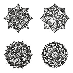 set bundle Black and white mandala vector element