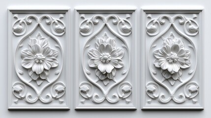 3D decorative panels isolated on white background