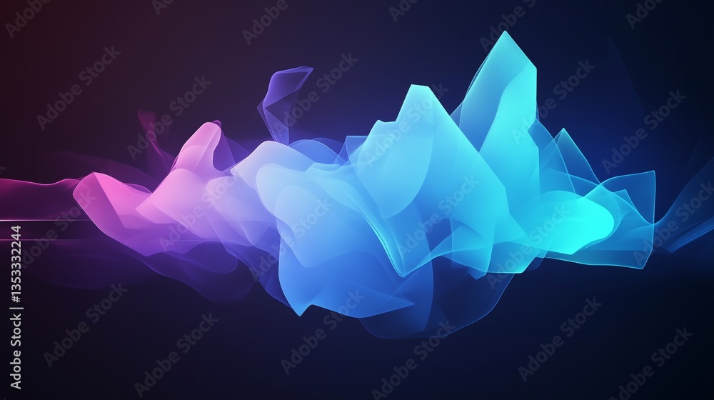 Poster a futuristic abstract cloud pattern with bold, geometric shapes and smooth gradients. deep blue and 