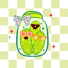 funny pickle cartoon illustration, cute dill, Groovy retro pickled cartoon, Pickle lover, Cucumbers, Coquette Pickle girl clipart,cowboy Pickle Cartoon Character with a Attitude wearing Sunglasses