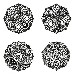 set bundle Black and white mandala vector element