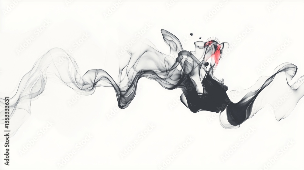 Aufkleber a monochrome abstract cloud design with soft, flowing patterns in grayscale. high-resolution, minima