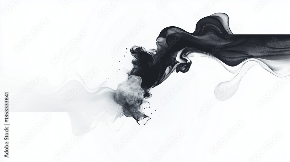 Aufkleber a monochrome abstract cloud design with soft, flowing patterns in grayscale. high-resolution, minima