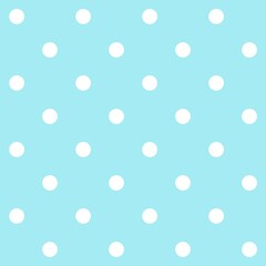 水色の水玉模様の背景素材　ドット柄　丸　シームレスパターン