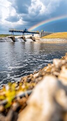 Obraz premium Rainbow Storm Ocean Landscape