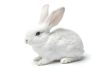 Obraz premium White Rabbit on White Background with Soft Fur and Gentle Eyes