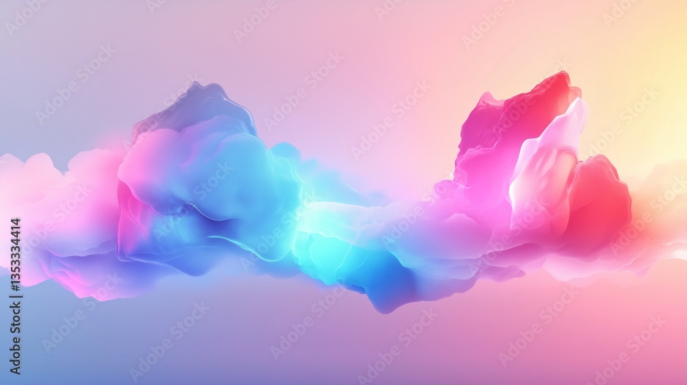 Aufkleber a surreal abstract cloudscape with soft, fluffy cloud formations in a gradient pastel color scheme. 