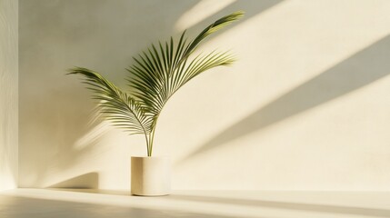 Minimalist indoor plant in sunlight