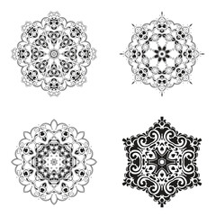 Fototapeta premium set bundle Black and white mandala vector element