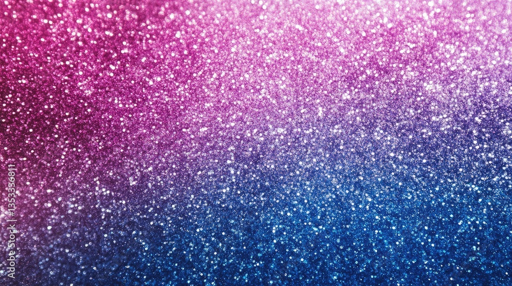 Poster a vibrant gradient of sparkling glitter transitioning from pink to blue, creating a festive and colo
