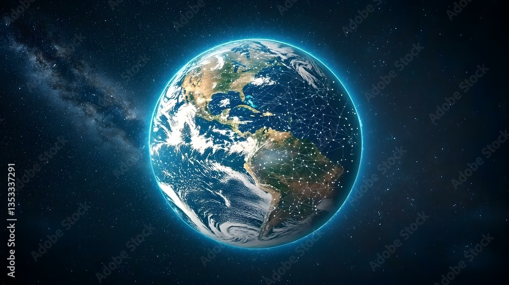 Aufkleber the image shows a detailed rendering of planet earth, centered on the americas, set against a backdr
