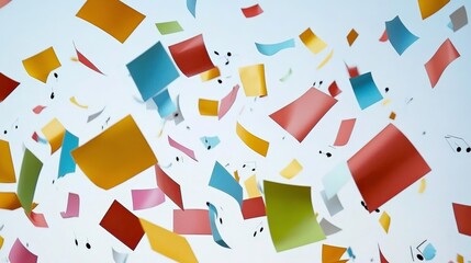 Vibrant Floating Notes on White Background