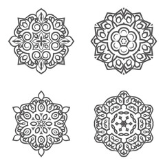 set bundle Black and white mandala vector element