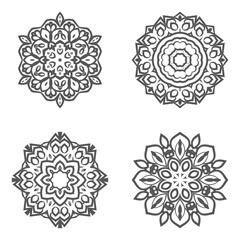 set bundle Black and white mandala vector element