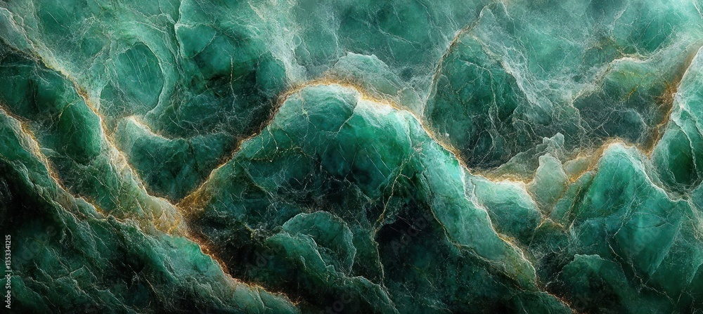 Poster emerald green marble texture background with intricate veins and patterns