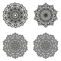 set bundle Black and white mandala vector element
