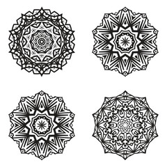 set bundle Black and white mandala vector element