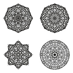 set bundle Black and white mandala vector element