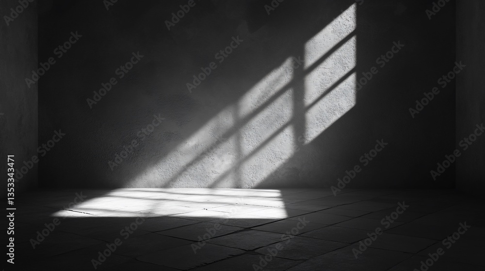 Poster light and shadow play in an empty room with textured walls