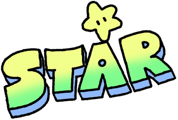 귀여운 별 캐릭터 텍스트 STAR 디자인