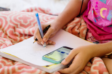 young teen using technology to learn drawing