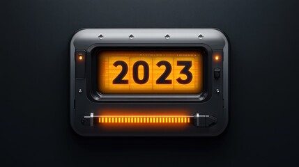 New Year 2025 Countdown Design with Mechanical Counter and Glowing Gold Loading Bar