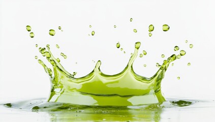 Green liquid splash, isolated on white.  A vibrant,  fresh splash of green liquid