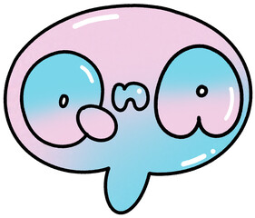 귀여운 파스텔 QnA 말풍선 일러스트, 유쾌한 캐릭터 스타일 디자인