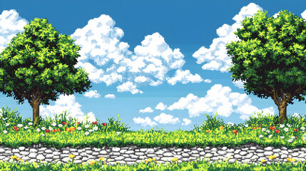 Pixel Art Countryside Landscape