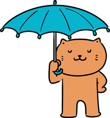 Illustration of cat use umbrella
