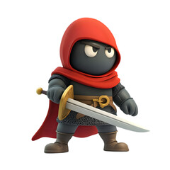 Cartoon Knight With Sword And Red Hood